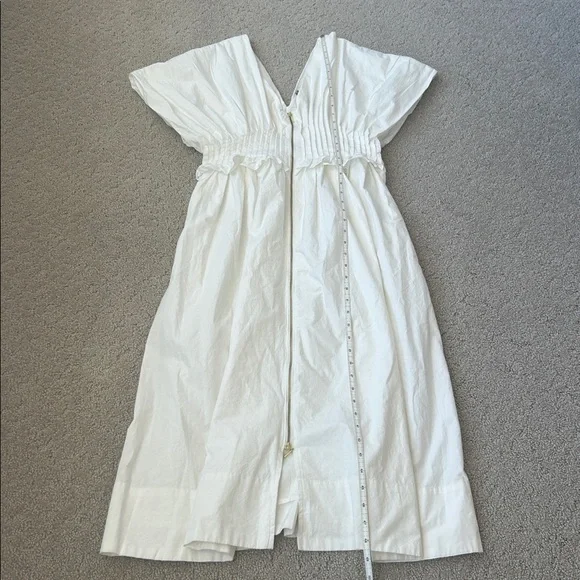 Anthropologie V-Neck Zip-Front Midi Dress White Cotton Dress Women’s Size M NEW - Picture 9 of 12